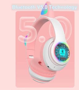 Mogi Products-Draadloze Kinder Hoofdtelefoon -Kattenoortjes-Met Led-Draadloze Koptelefoon-Kinder Headset-Bluetooth-Microfoon — thumbnail 4