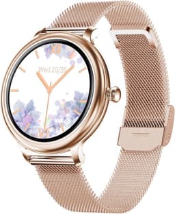DrPhone NY1 - 2.5 Curve Elegante Smartwatch voor Vrouwen - Dunne Metalen Kast - Hartslagmeter - Sportfunctie - Brons Goud — thumbnail 1