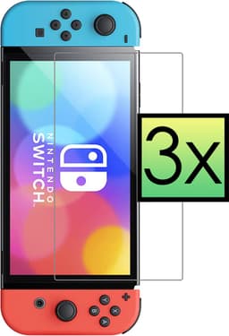Screenprotector Geschikt voor Nintendo Switch OLED Bescherm Glas Screen Protector - 3 PACK — thumbnail 1