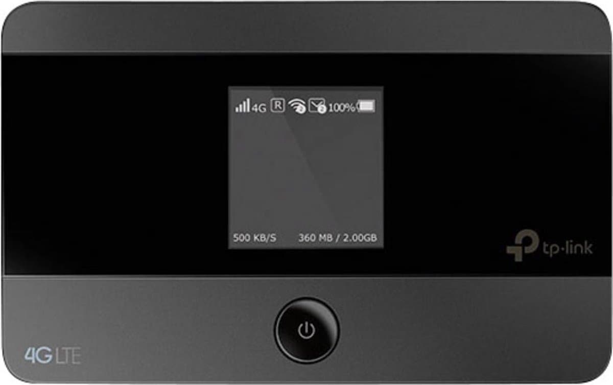TP-Link M7350 - 4G (CAT4) draagbare wifi-router, MiFi, kleurendisplay, 150 Mbps, 2000 mAh accu (8 uur), verbindt met 10 apparaten tegelijk, eenvoudige installatie, kleur: zwart — afbeelding 1