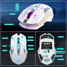 HXSJ T300 2.4G Draadloze Gaming Muis - Computermuizen - Ultra licht - Compact Voor Onderweg - RGB Verlichting - Wit — thumbnail 3