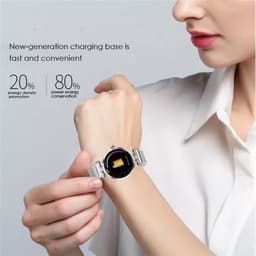 Darenci Smartwatch Sparkle Pro - Smartwatch dames - Smartwatch heren - Activity Tracker - Touchscreen - Stalen band - Dames - Heren - Horloge - Stappenteller - Bloeddrukmeter - Verbrande calorieën - Zuurstofmeter - Spatwaterdicht - Zilver — thumbnail 5