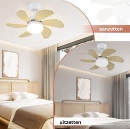 Plafondventilator met Verlichting - 6 Standen en Timer - Incl. Afstandbediening - Winter en Zomer Functie - Stil - Slaapkamer - Woonkamer - E27 fitting - Plafond Ventilator - Donkerbruin — thumbnail 2