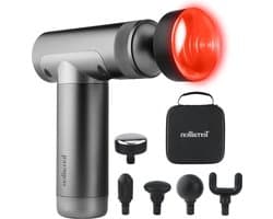 Massage Pistool spiermassage 1800-3200 omw-min 3 snelheden verlicht-ontspant siliconen-opzetstukken 2-traps verwarming USB-C etui