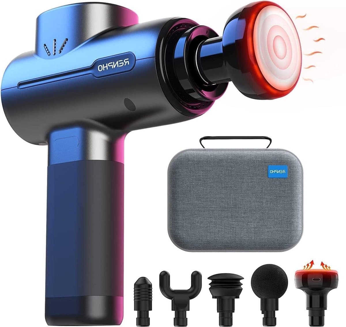 Massage Pistool Met Warmtefunctie - Active Massage Gun Spiermassage Pistool Stimulator Met Type-C Opladen - Herstel van Spierontspanning - Beste Cadeau voor Familie - Zwart — afbeelding 1