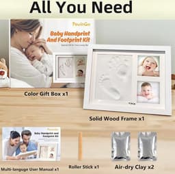 Baby Handafdruk Voetafdruk Herinnerings Kit - Baby Foto´s Fotolijstje voor Pasgeborenen - Babykamer Herinnering Kunst Kit Lijsten — thumbnail 3