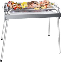 Uten bbq houtskool - barbecue houtskool - Houtskoolbarbecues - XL - Verstelbare hoogte - Camping barbecues- Barbeque - Grilloppervlak (L x B) 60 x 26 cm - RVS — thumbnail 1