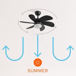 LuxiLamps - Stille 6 Blad Plafondventilator - 3 Snelheden - Ketting Schakelaar - 80 cm - Zwart - Woonkamerlamp - Keuken - Slaapkamer - Moderne Ventilator Lamp — thumbnail 3