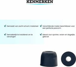 Somstyle Vervangende Oordopjes Set - Reserve Tips - Zacht Schuim - 6 Stuks ( S, M & L) - Zwart — thumbnail 3