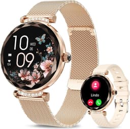 Synyq Diamond Smartwatch Dames Rosé-Goud - 39mm - AMOLED Scherm - 2 Bandjes - Horloge met Belfunctie - Bloeddrukmeter - Stappenteller - Dames Horloge -Android en iOS — thumbnail 1
