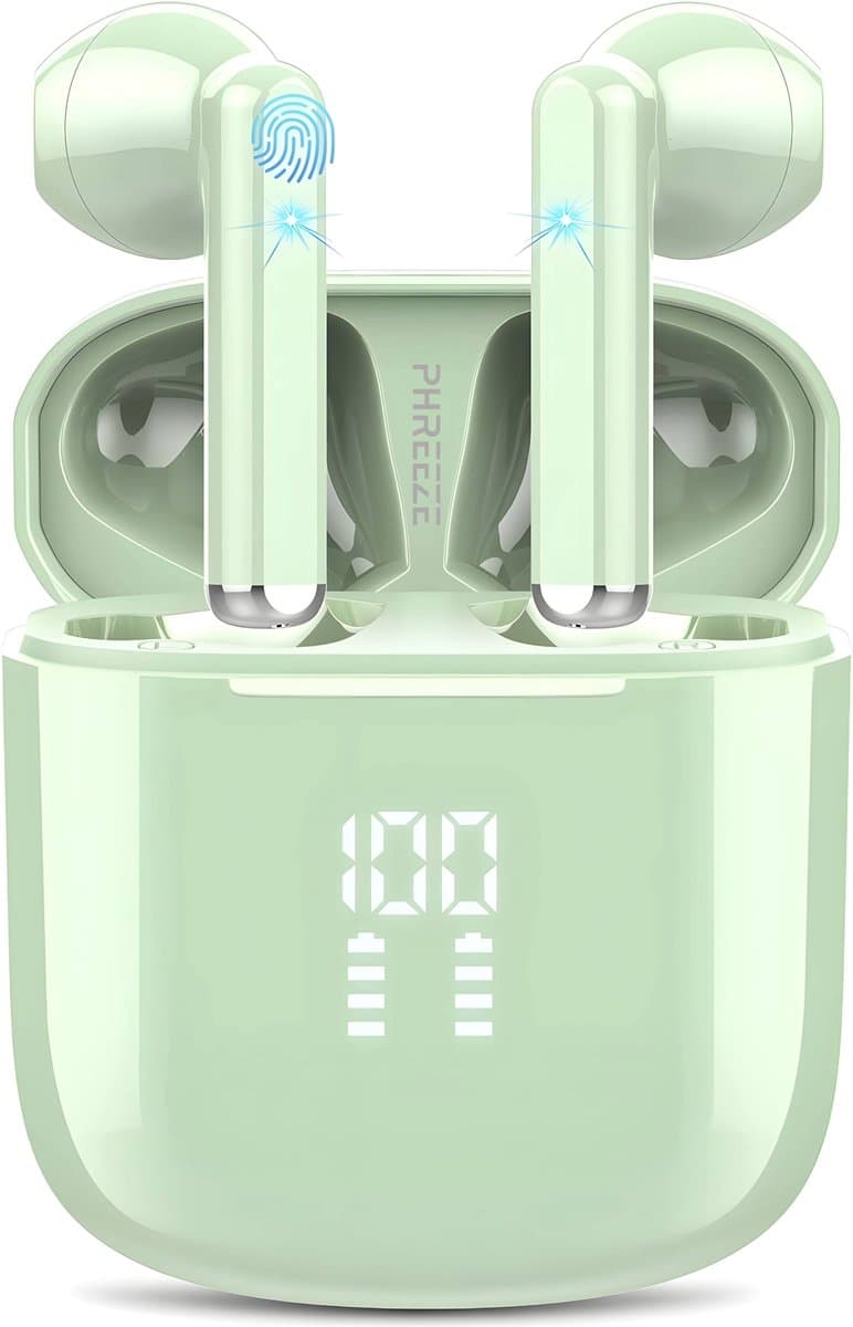 Draadloze Oortjes met LED Display - Bluetooth 5.3 - Groen - Volledig Draadloos - Oordoppen met Microfoon - Oordopjes Bluetooth - Earbuds — afbeelding 1