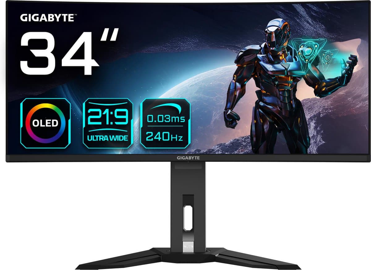 Gigabyte MO34WQC2 - Curved Ultrawide OLED Gaming Monitor - 240hz - 34 inch — afbeelding 1