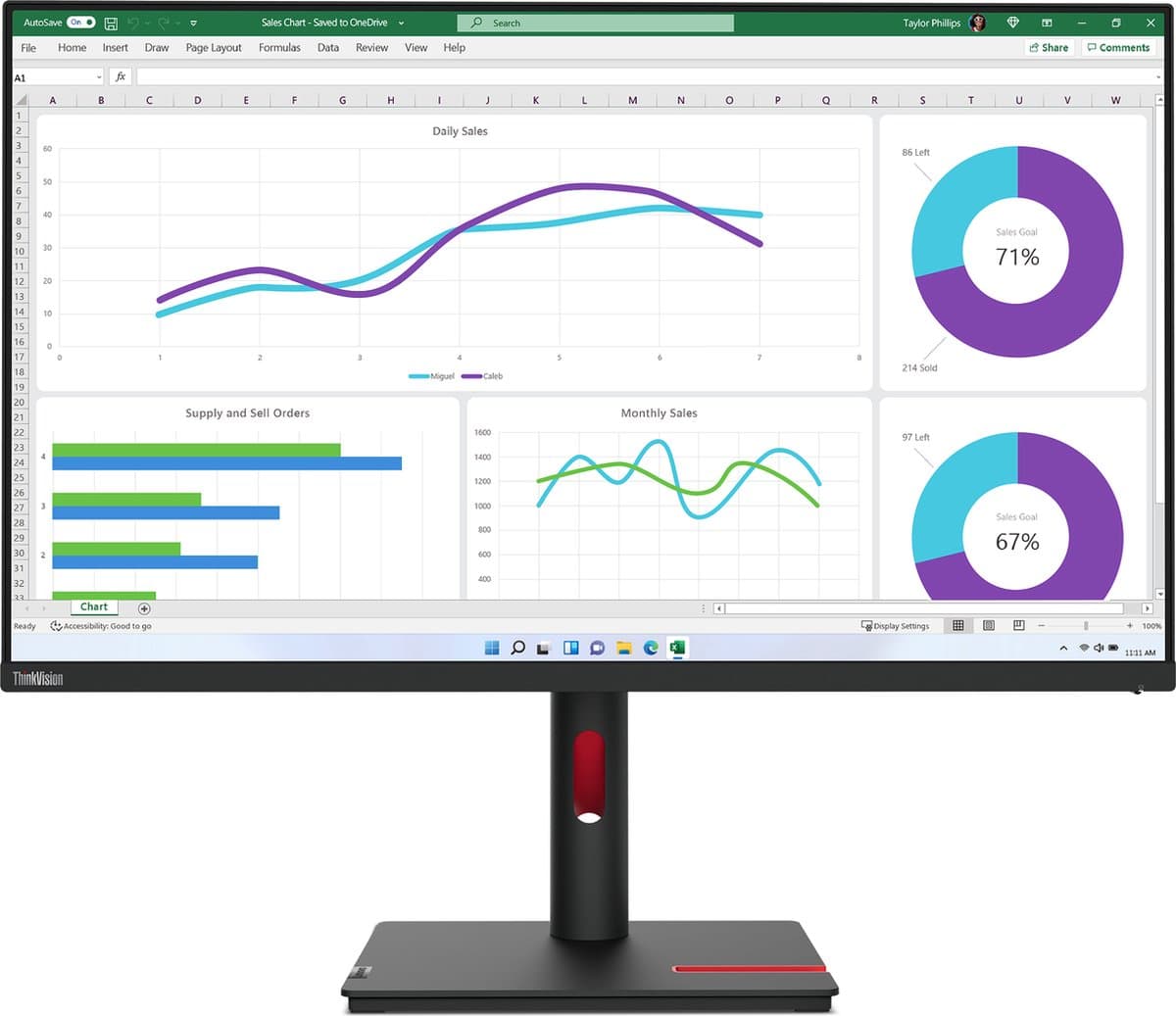 Lenovo ThinkVision T32h-30 LED display 80 cm (31.5) 2560 x 1440 Pixels Quad HD Zwart — afbeelding 1