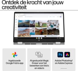 HP Chromebook x360 14b-cd0635nd Intel® Core™ i3 i3-N305 35,6 cm (14") Touchscreen Full HD 8 GB LPDDR5-SDRAM 256 GB eUFS Wi-Fi 6 (802.11ax) ChromeOS Zilver — thumbnail 1