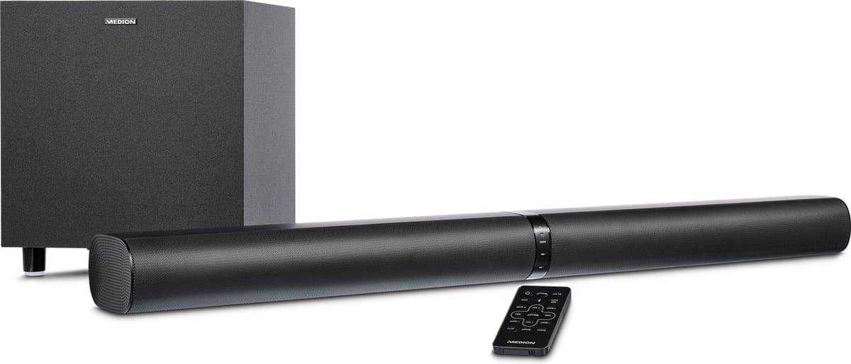 MEDION P64150 2in1 Convertible Bluetooth TV soundbar met draadloze subwoofer (2.1 soundbar, 2 x 30 watt, 60 watt subwoofer, wandmodel, HDMI ARC met ECC, AUX, optische ingang) — afbeelding 1