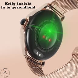 Digital Nativez dames smartwatch horloge rosegoud met echte zirkonia’s | incl. extra, makkelijk verstelbare, horlogeband | geschikt voor Iphone en Android | met o.a. NL menu| incl. luxe giftbox - kado — thumbnail 4