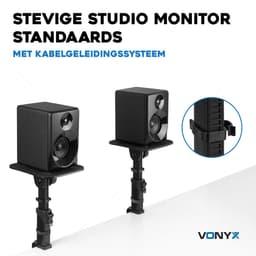 Vonyx SMS32 speaker standaard set - voor studio monitors - met tafelklem - in hoogte verstelbaar - zwart — thumbnail 2