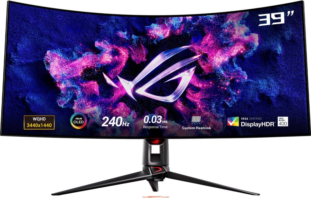 ASUS ROG Swift OLED PG39WCDM - 3440x1440 Curved OLED Gaming Monitor - 240Hz - 0.03ms - G-Sync Compatible - USB-C 90W - 39 Inch — afbeelding 1