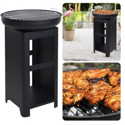 BBQ Grill met Opslag en Vuurkorf - Grillring - Plancha - Grote Grilschaal en Houtskool Grillplaat - Houtskoolbarbecue - Hoge BBQ — thumbnail 1