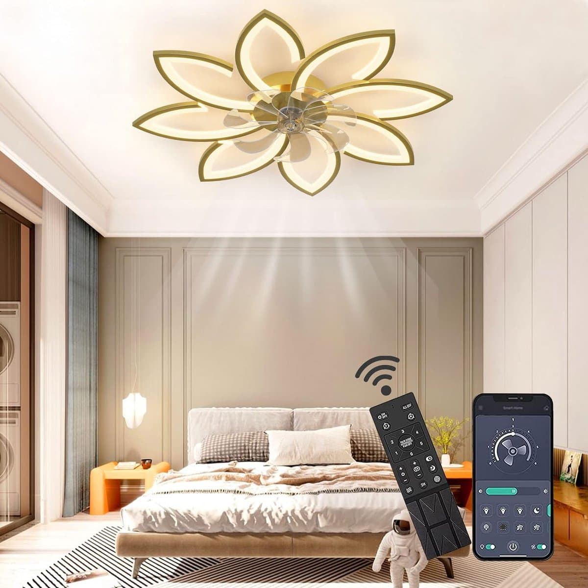 Ventilator Lamp - Plafondventilator - Hanglamp Ventilator - 97 cm - Wit - Dimbaar - 6 Standen - Afstandsbediening - Woonkamerlamp - Moderne lamp — afbeelding 1