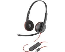 POLY Blackwire 3220 Stereo USB-C Headset +USB-C/A Adapter (Bulk) Bedraad Hoofdband Kantoor/callcenter USB Type-A Zwart