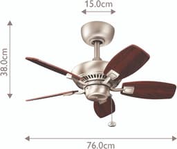 Plafondventilator met verlichting - Canfield - 30in / 76 cm ventilator - geborsteld nikkel — thumbnail 3