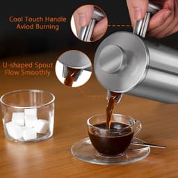 French Press Koffiezetapparaat 34 oz 1000 ml dubbelwandige geïsoleerde - Voor Thuis, Camping en Kantoor Coffee Strainer — thumbnail 2