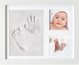 Frummel Baby Fotolijstje met Klei Afdruk (Gipsafdruk baby) - Beter dan gips afdruk - Klei Afdruk Baby Voet en Hand - Kraamcadeau Meisje / Kraamcadeau Jongen - Babyshower — thumbnail 1