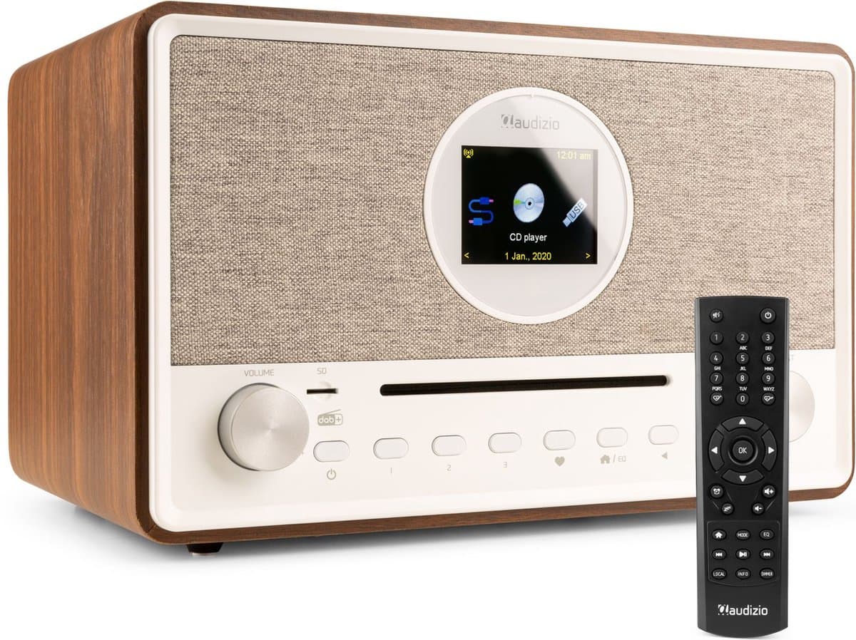 DAB Radio met CD Speler en Bluetooth - Audizio Lucca - FM en Internetradio - AUX en USB Stick Ingang - Wekker — afbeelding 1