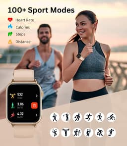SAMTECH Smartwatch - Heren & Dames – horloge – met HD Touchscreen - Stappenteller, Calorie Teller, Slaap meter – Geschikt voor iOS, Android en meer - Roze — thumbnail 5