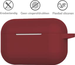Hoesje Geschikt voor Apple AirPods Pro 2 - Siliconen Hoes met Clip - Silicone Case Cover - Wijnrood — thumbnail 4