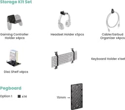 VDD Gaming - Pegboard voor controllers - Controller houder - Metaal - Zwart - 115 x 64 cm — thumbnail 5