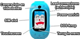 GPSHorlogeKids - GPS horloge kind - smartwatch kinderen - SMS - 4G videobellen - spatwaterdicht - SOS alarm - incl. SIM - TINY Zwart — thumbnail 2