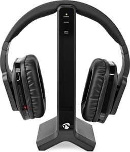 Nedis Draadloze TV-Koptelefoon – Over-Ear – RF – 25 m – 8 uur Batterij – Laadstation – Zwart — thumbnail 1