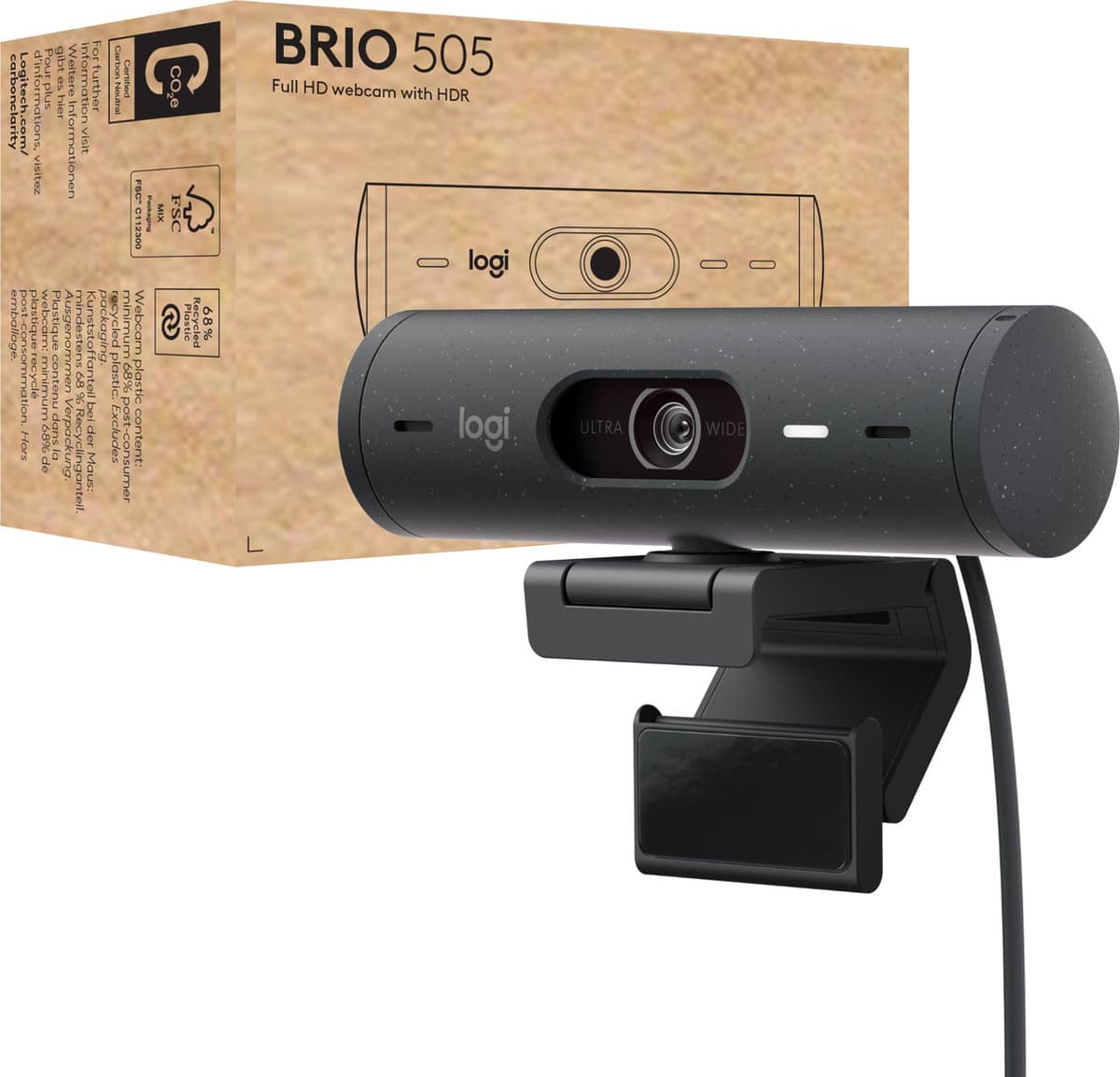 Logitech Brio 505 webcam 4 MP 1920 x 1080 Pixels USB Zwart — afbeelding 1