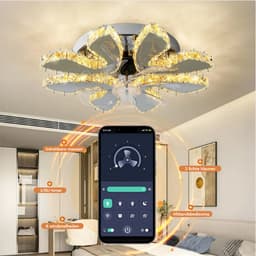 Plafondventilator met Verlichting - Plafonniere Met Krachtige Ventilator, Afstandsbediening en App Bediening - Modern Design Slaapkamer - 7 Bladen — thumbnail 5