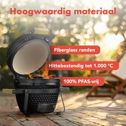 KitchenBrothers Kamado BBQ - 13 Inch Houtskool Barbecue - 27⌀ cm - PFAS-vrij - Deluxe Set - Egg BBQ met Accessoires inclusief Hoes - Vaderdag Cadeau - Zwart — thumbnail 3