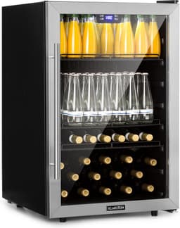 Klarstein Drankkoeler minikoelkast met glazen deur, minikoelkast voor op de kamer, kleine met verstelbare schappen, kleine koelkast van 147 liter, stille koelkast voor binnen en buiten - Drankkoelkast Drankenkoelkast - Touch Display - RVS — thumbnail 1