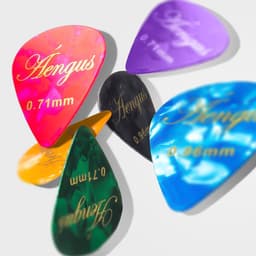 Celluloid plectrum set - 24 stuks - diktes thin 0.46, medium 0.71 en thick 0.96 mm — thumbnail 3