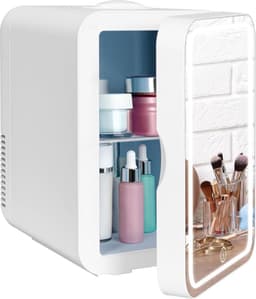 Skincare Fridge - Mini Koelkast 8 Liter – Met Spiegel en Verlichting - Mini Fridge - Make up Koelkast 12v - Skincare Organizer - Skincare Koelkast - Small Fridge - Cosmetica — thumbnail 1