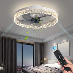 Ventilator Lamp - Airco Lamp - Plafondventilator Met Verlichting - Pafonniere - Plafondventilator Afstandbediening - Keukenlamp - Woonkamerlamp -6 Standen - Wit — thumbnail 1