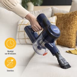 Tristar Steelstofzuiger SZ-2360 - Draadloze Stofzuiger - 2-in-1 - Kruimeldief - DC-motor, HEPA-filter en LED verlichting - 40 minuten - Inclusief opzetstukken - Blauw — thumbnail 4