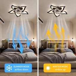 5 Lotus Ventilator Lamp - Plafondventilator - Smart Lamp - Met Dimmer - 3 Standen Ventilator - Keuken Lamp - Woonkamerlamp - Moderne lamp — thumbnail 4
