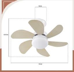 Plafondventilator met Verlichting - 6 Standen en Timer - Incl. Afstandbediening - Winter en Zomer Functie - Stil - Slaapkamer - Woonkamer - E27 fitting - Plafond Ventilator - Hout — thumbnail 2