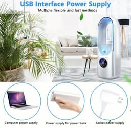 Mini airco – Blauw – airco met water - Mini Airco 4 in 1 – Koelen, Blazen, Lucht Bevochtigen – Draagbare Luchtkoeler Koelventilator – 3 Wind Snelheden – USB Airconditioner – sfeerverlichting -Draagbare - koelventilator - Coolingdown - draagbare airco — thumbnail 3