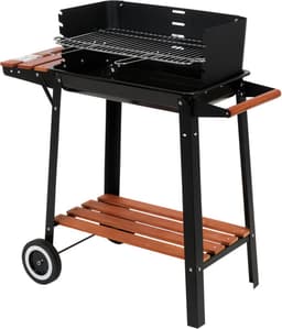 Houtskoolgrill met Windscherm – Verstelbaar RVS Rooster – 48 x 26 cm – Verrijdbaar — thumbnail 1