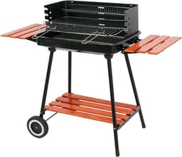 Houtskoolgrill met Windscherm – 53 x 33 cm – Inklapbare Zijplateaus – Verrijdbaar — thumbnail 1