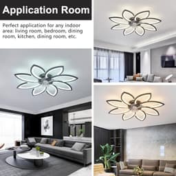 8 Sterren Plafondlamp Met Ventilator - Zwart - Met Afstandsbediening - Smart lamp - Dimbaar Met App - 6 Standen Ventilator - Woonkamerlamp - Moderne lamp - Plafoniere — thumbnail 3