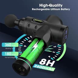 massagepistool voor rug, nek en schouder, stil elektrisch massageapparaat met 30 snelheden en 6 koppen — thumbnail 3