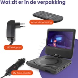 Caliber Draagbare DVD Speler Auto - 7 Inch - Draagbare DVD Speler - Inclusief hoofdsteun houder - Draaibaar Scherm met USB en Accu - Zwart (MPD107) — thumbnail 4